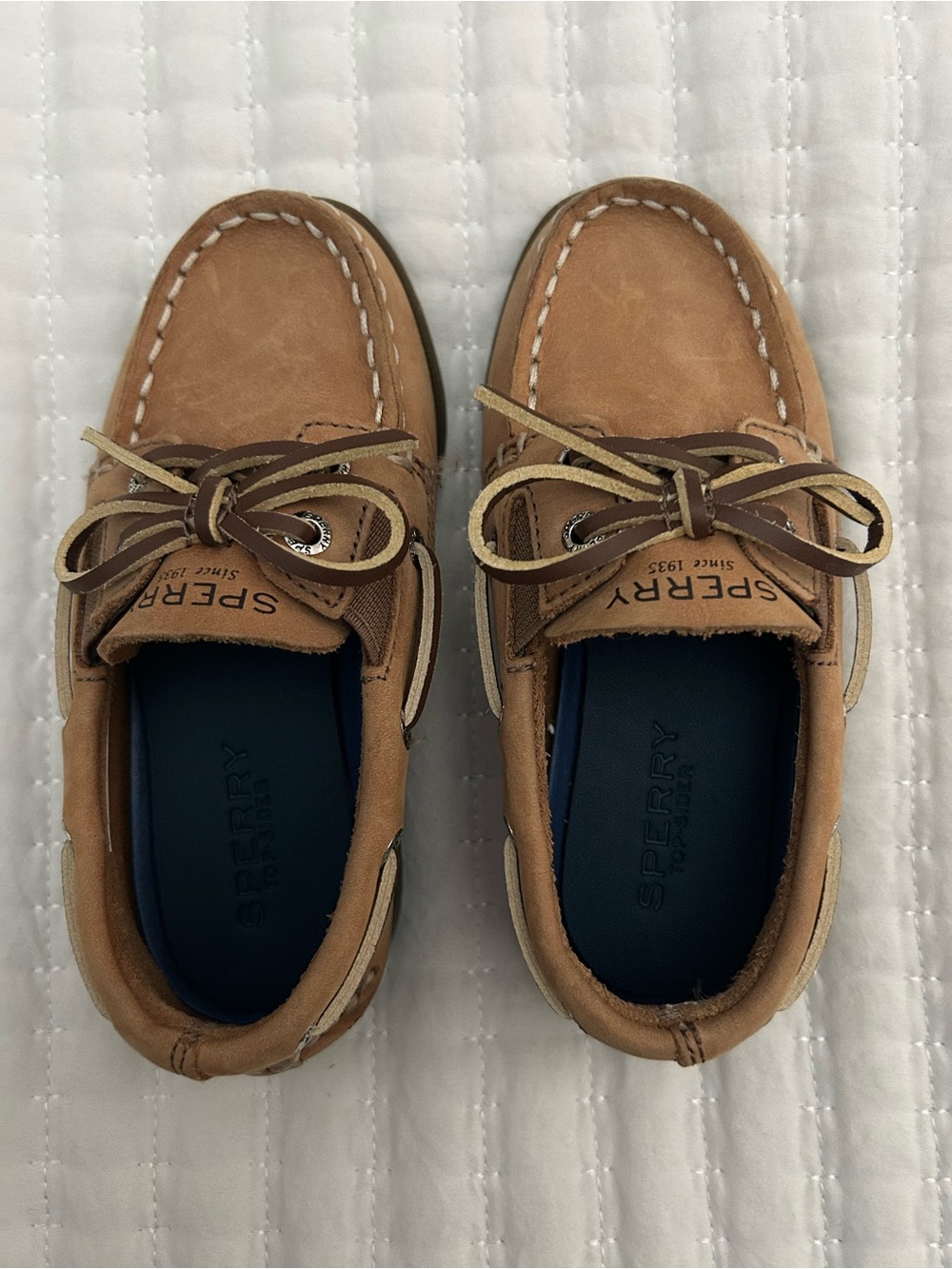 Sperry Tan Leather Boat Shoes Toddler Boy Size 9 - Picture 3 of 6